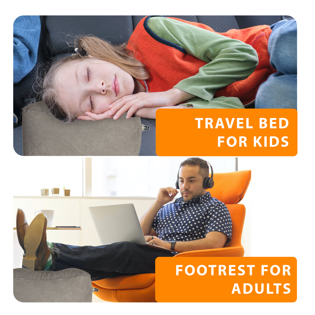 SkyRest® Inflatable Travel Foot Rest Pillow - Standard Height Leg Pill –  Svmproducts