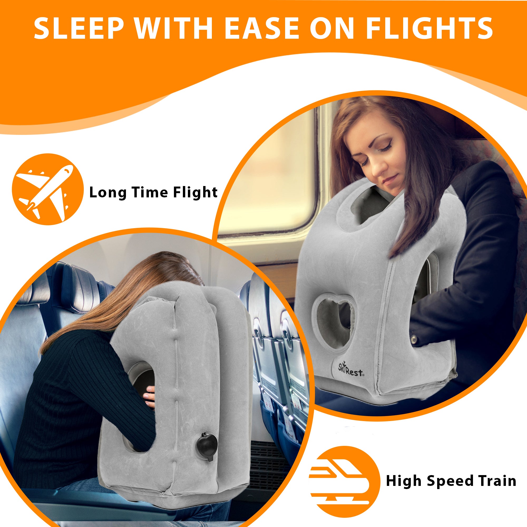 Inflatable Travel pillow for sleeping in airplane